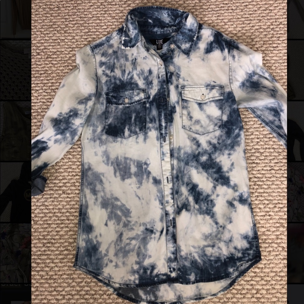 Blue Tye Dye Oversized Button Up